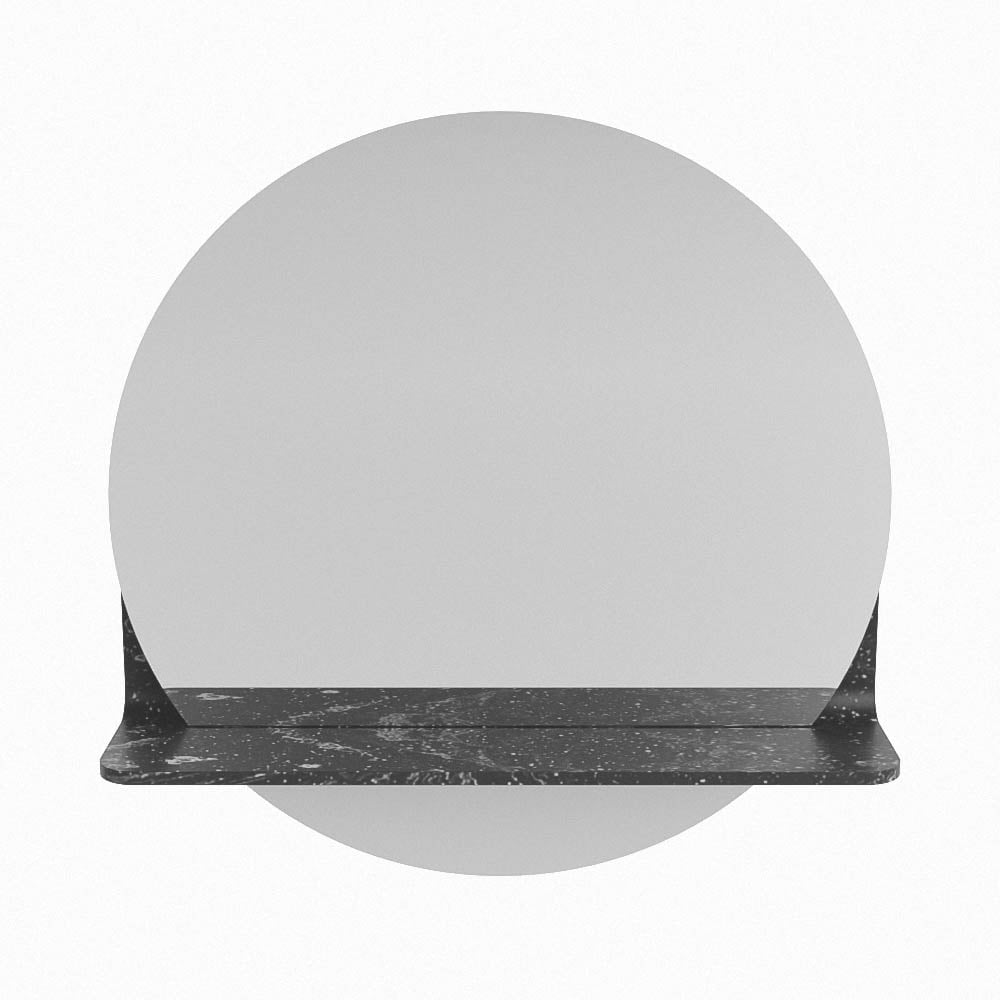 Mondiaz Spot spiegel rond Ø50cm met planchet lava