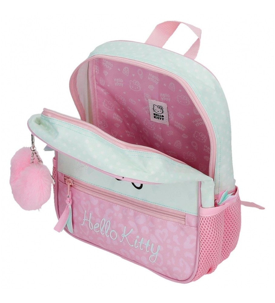 Mochila pré-escolar Hello Kitty Paris da Joumma Bags, adaptável a carrinho, turquesa - 23x28x10cm -