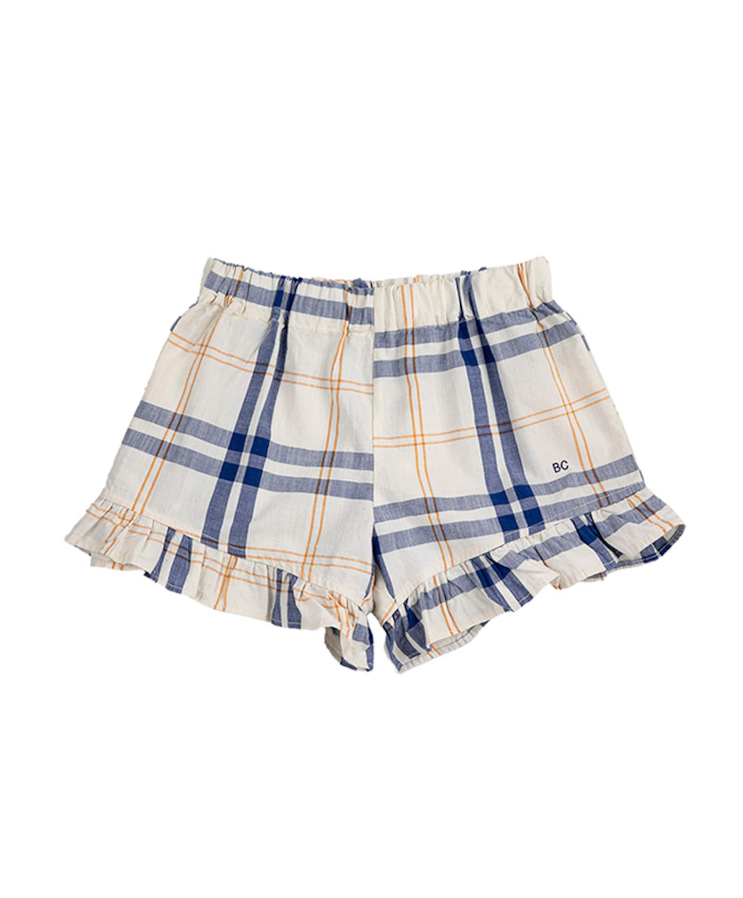 Bobo Choses Fun Tartan ruffled woven shorts meisjes korte broek ecru