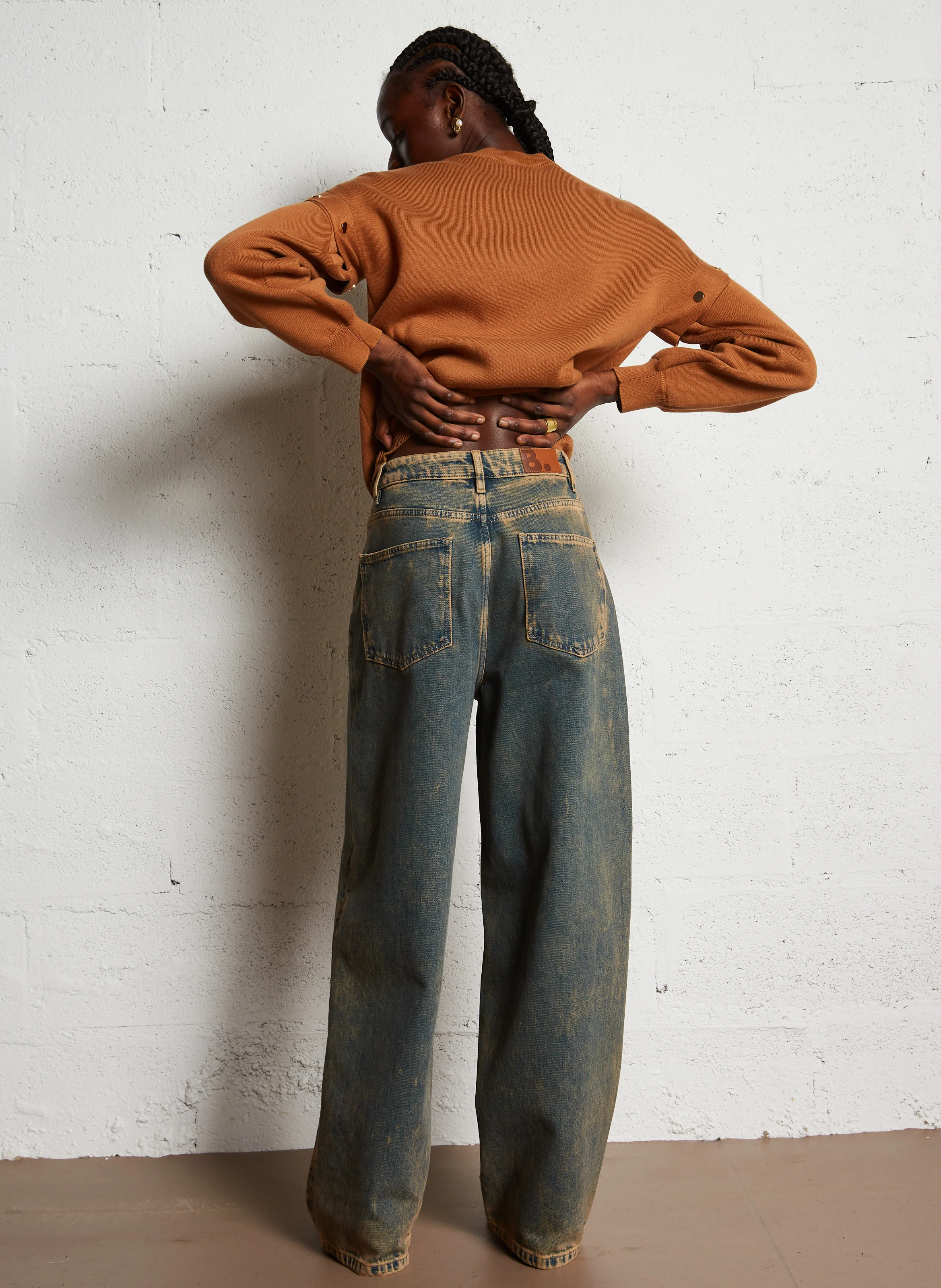 FELICITE - Pull oversize col rond en coton bio | Marron