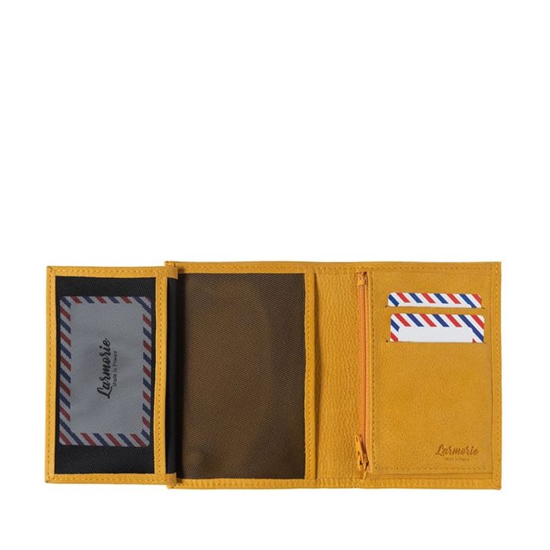 Petit portefeuille Victor en cuir Nubuck Soleil Jaune