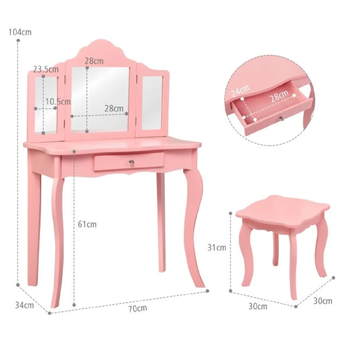 Coiffeuse helloshop26 - Rose