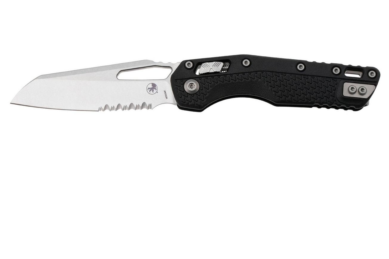 Microtech MSI Standard Issue 210T-11PMBK Stonewashed M390MK, Black Tri-Grip Polymer, partly serrated zakmes