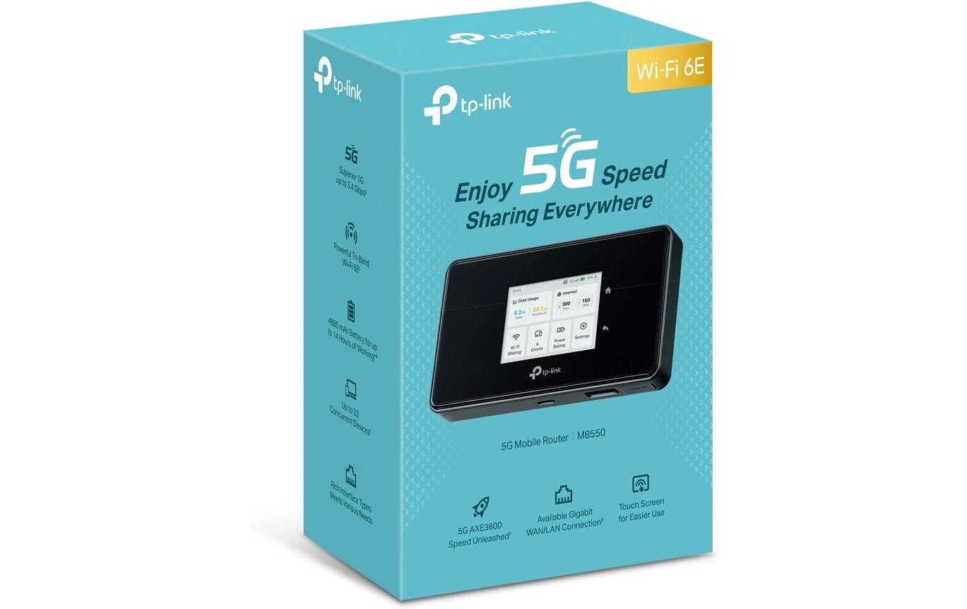 5G Router M8550<br>WLAN-Router Dual-band 2.4 GHz + 5 GHz oder 2.4 GHz + 6 GHz Schwarz