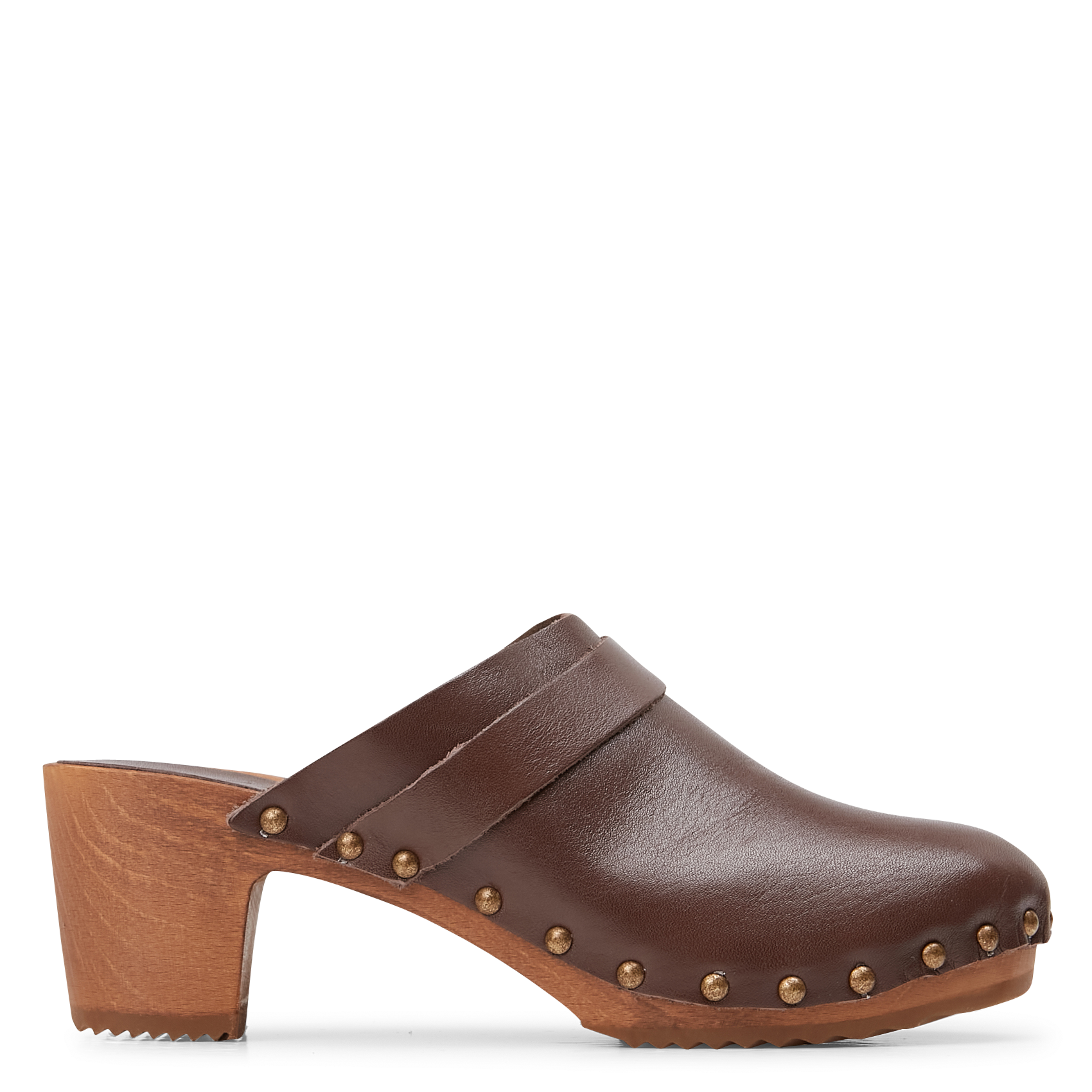 Sabot à talons en cuir lisse | Marron