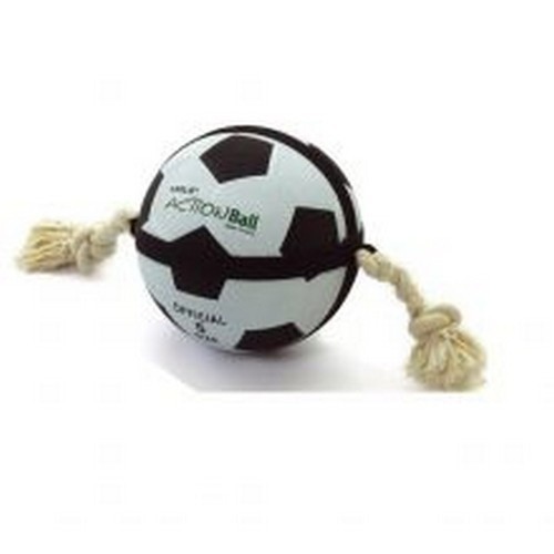 Bola de futebol e brinquedo de corda para cães, branco/preto