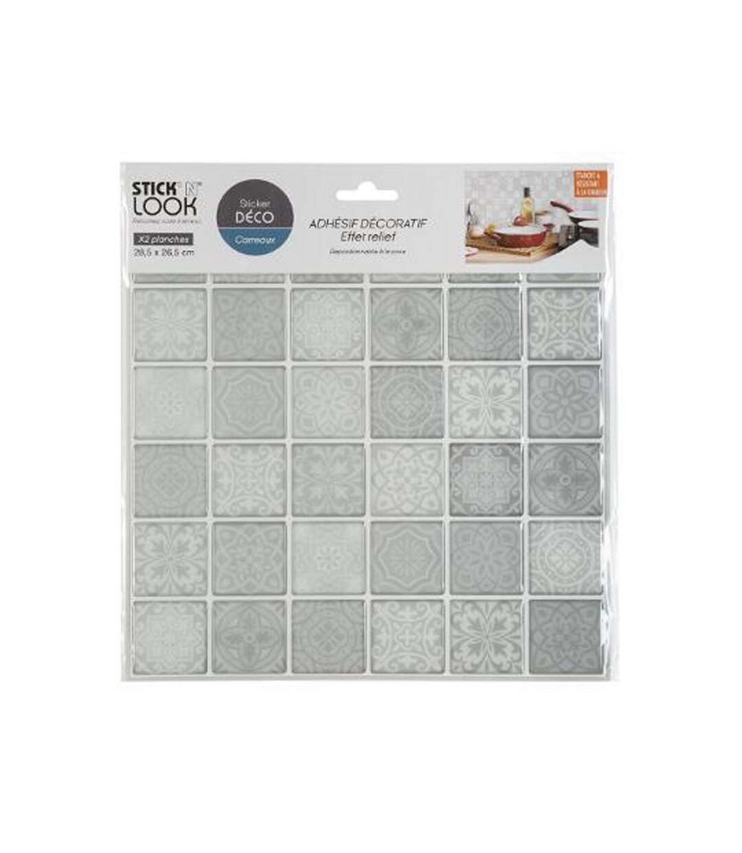 Lot de 2 Stickers Carrelage Carreaux 25x25cm Gris