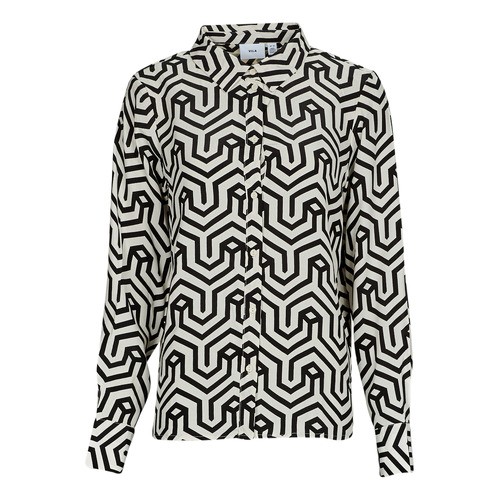 Vila - VIDACA SANA L/S OVERSIZE SHIRT/SU - Noir / Blanc