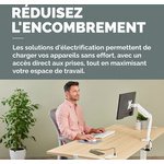 Prise de courant encastrée 60-80 mm pour plateau de bureau et table Power Spot, 1 x prise, 1 x USB-A 18W, 1 x USB-C 30 W+ couvercle coulissant
