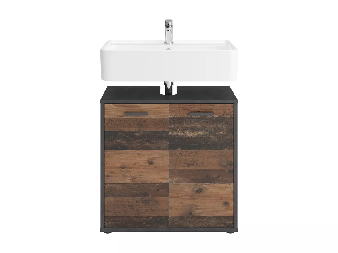 Meuble Sous Vasque 2 Portes effet Chêne L60 x H59cm - Madoc