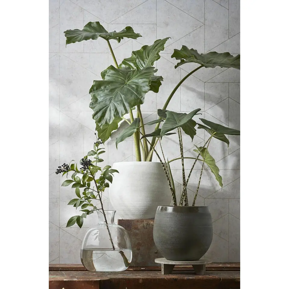 Mica Decorations Bloempot - donkergroen - keramiek - 16 x 13 cm