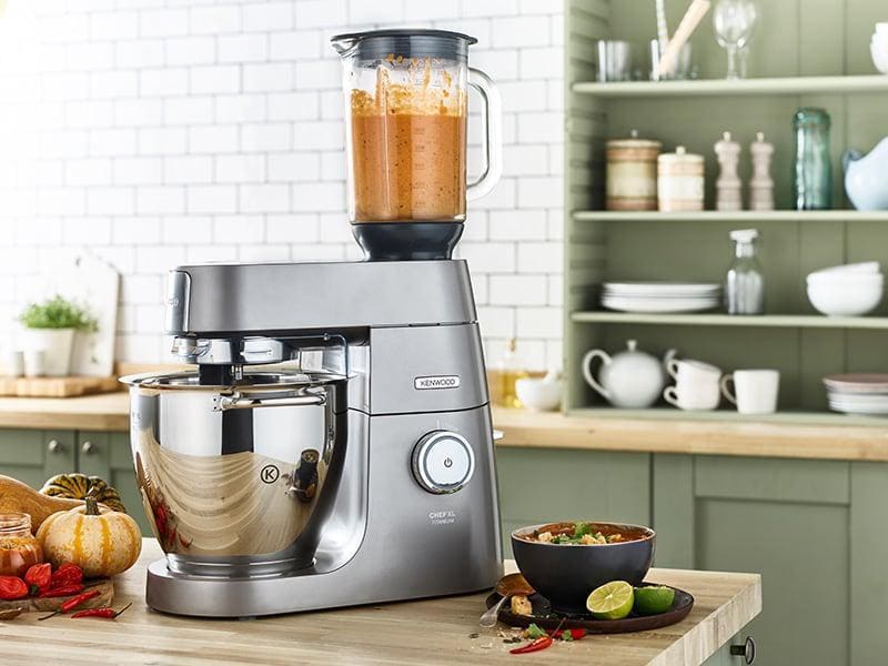 Kenwood Mixer-Aufsatz KAH359GL Hitzeresistenter Glaskrug-Mixeraufsatz mit Rührstab und Edelstahlklingen