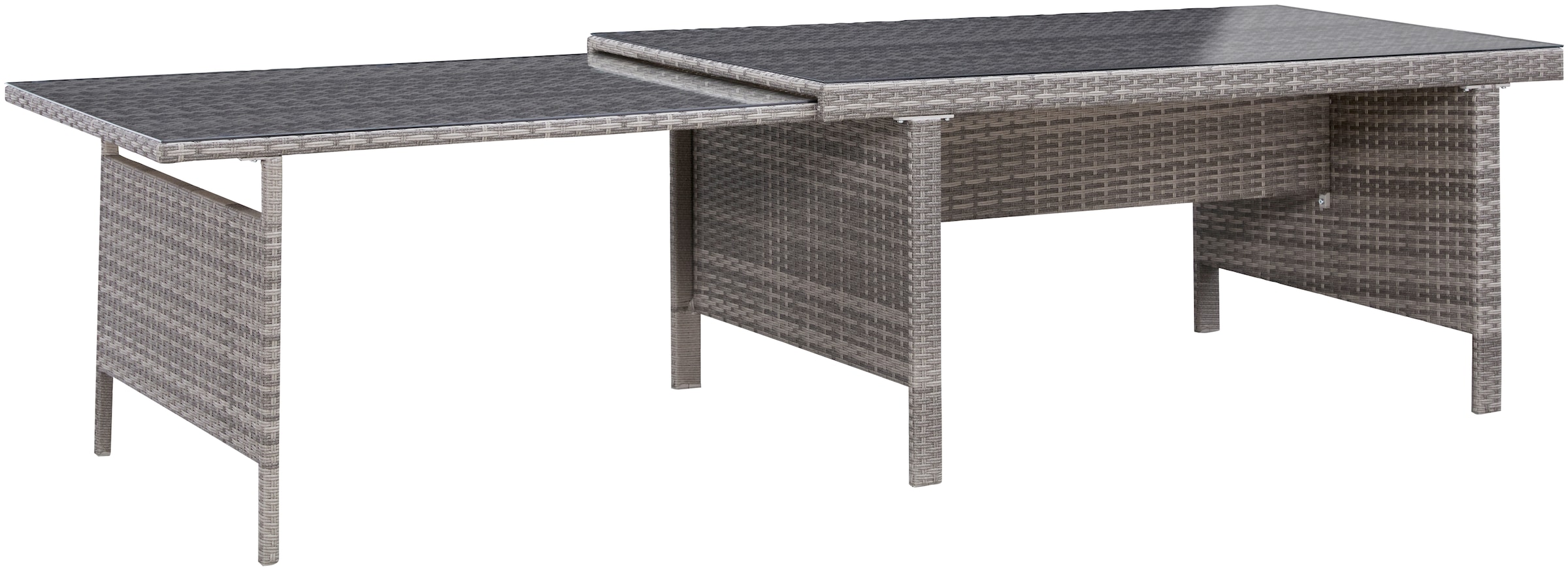 KONIFERA Garten-Essgruppe »Belluno« 10x Sessel, 1x AZ-Tisch 179-300x73/89cm, inkl. Auflagen, Polyrattan, 21 Stk. tlg. 2 der 10 Sessel stufenlos verstellbar, Tischplatte aus Sicherheitsglas