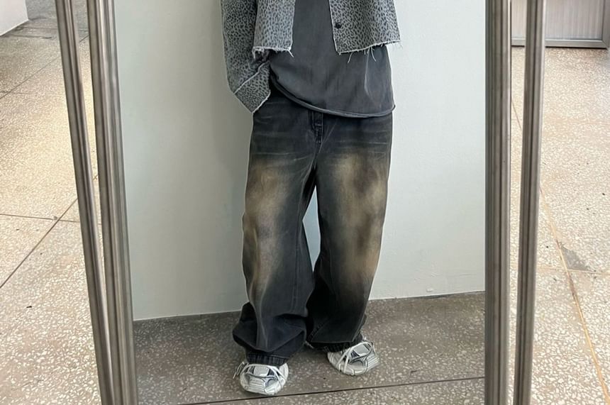 SeoulPop - Unisex luipaardprint cropped jack met knopen