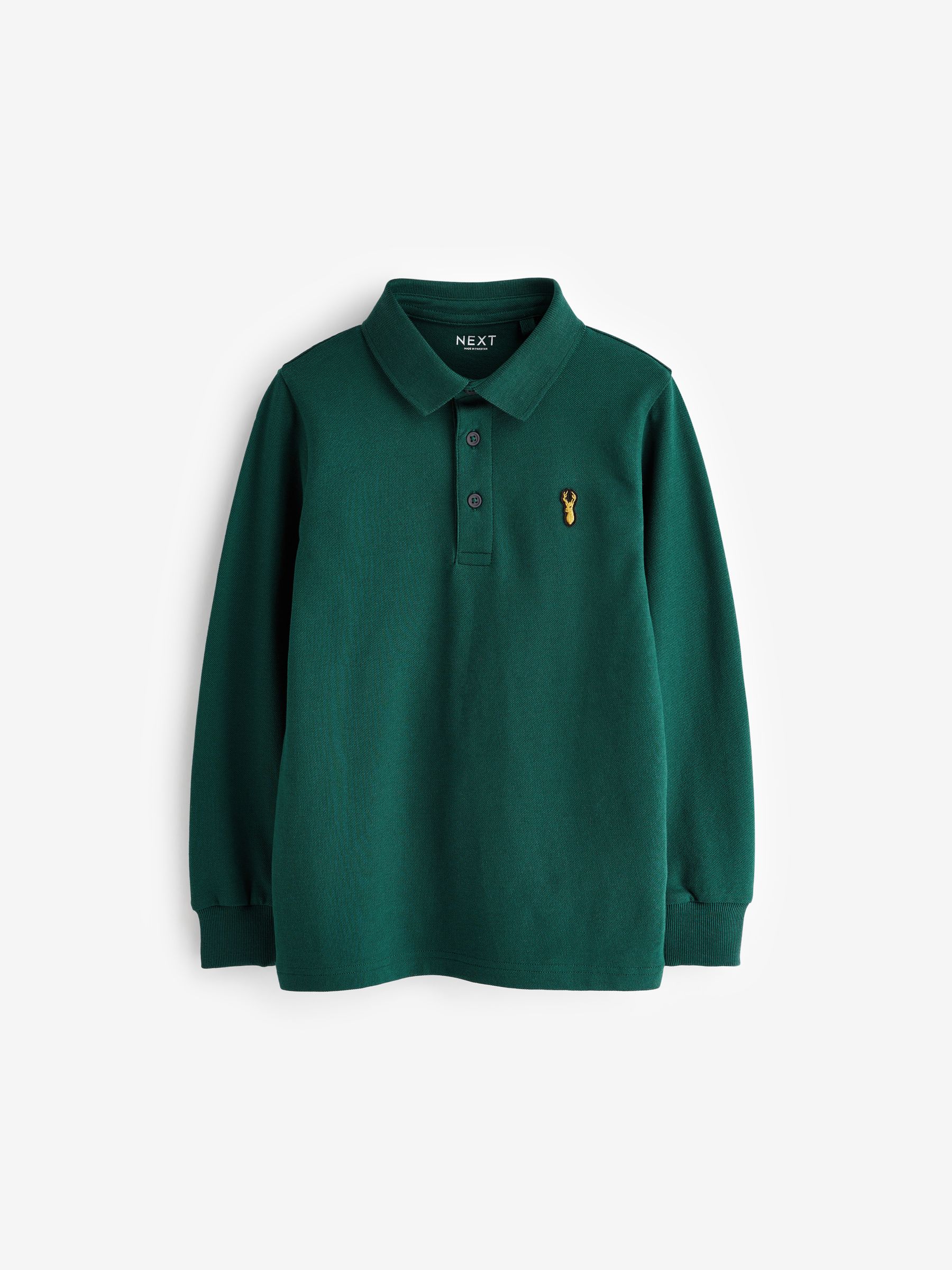Donkergroen - Poloshirt met lange mouwen (3 - 16 jr)