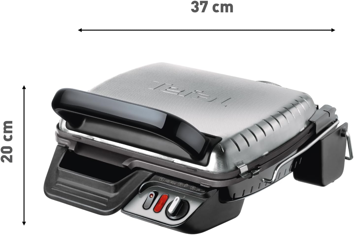 Tefal 3in1 Kontaktgrill, mit Überback-Funktion, doppelte Grillfläche wenn aufgeklappt als Tischgrill/BBQ, Sandwich, Steak, Panini, regelbarer Thermostat, antihaftbeschichtet, Grau, GC3060