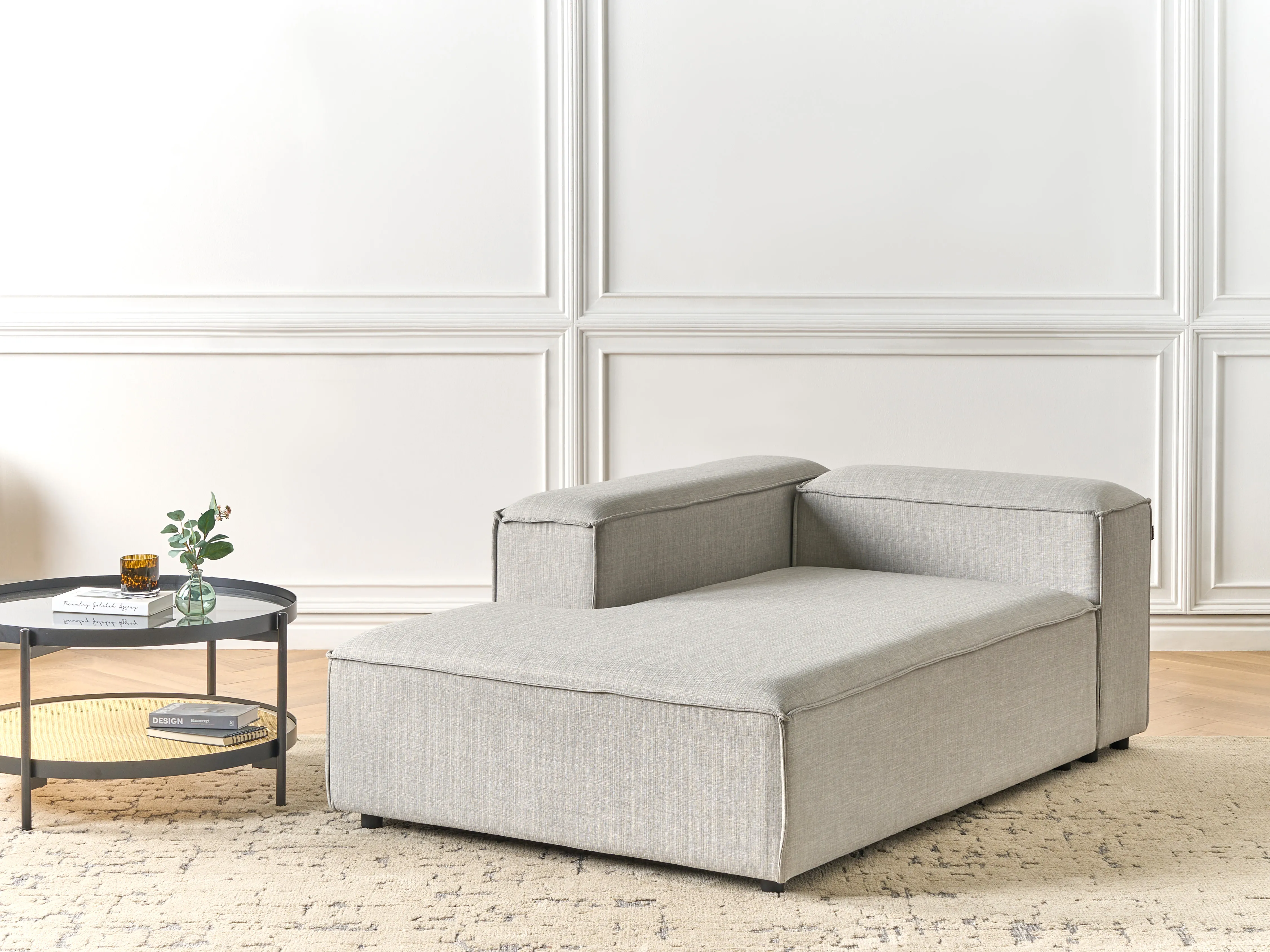 Rechtszijdige chaise longue ARDAL Stof Lichtgrijs