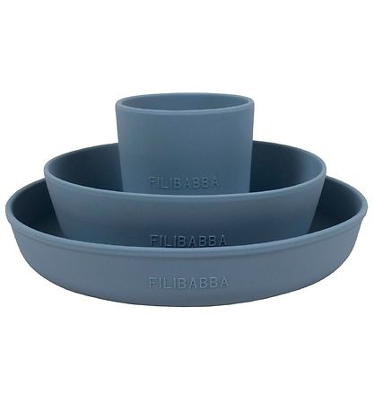 Filibabba Geschirr-Set - Silikon - 3 Teile - Powder Blue