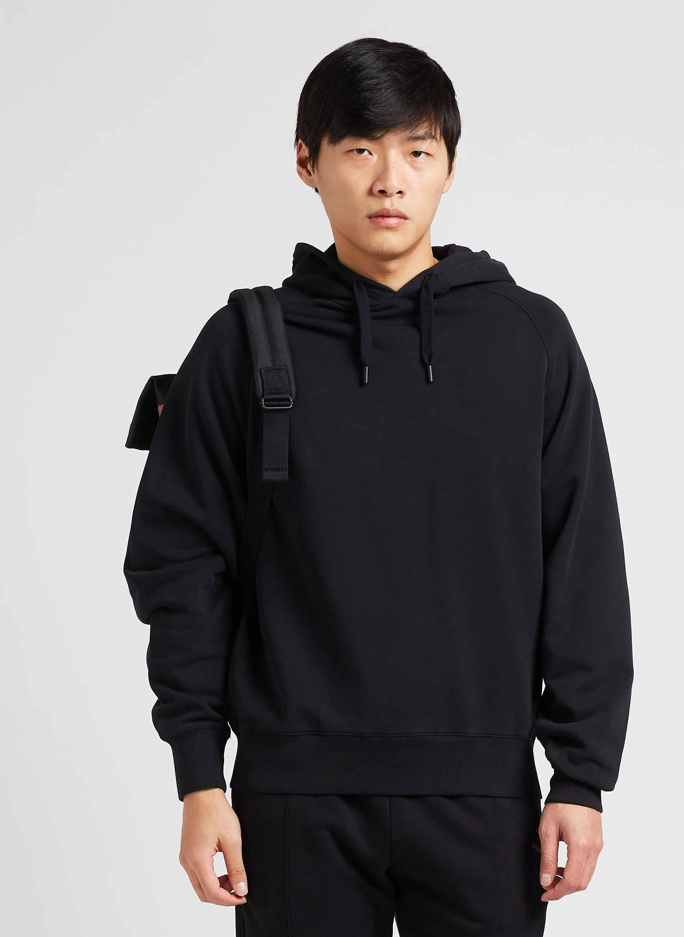 Sweat à capuche brodé en coton | Noir