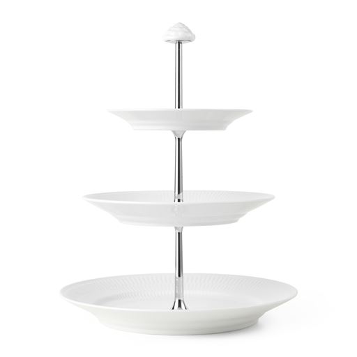 Royal Copenhagen Hvid Riflet 3-Lags Étagére, White