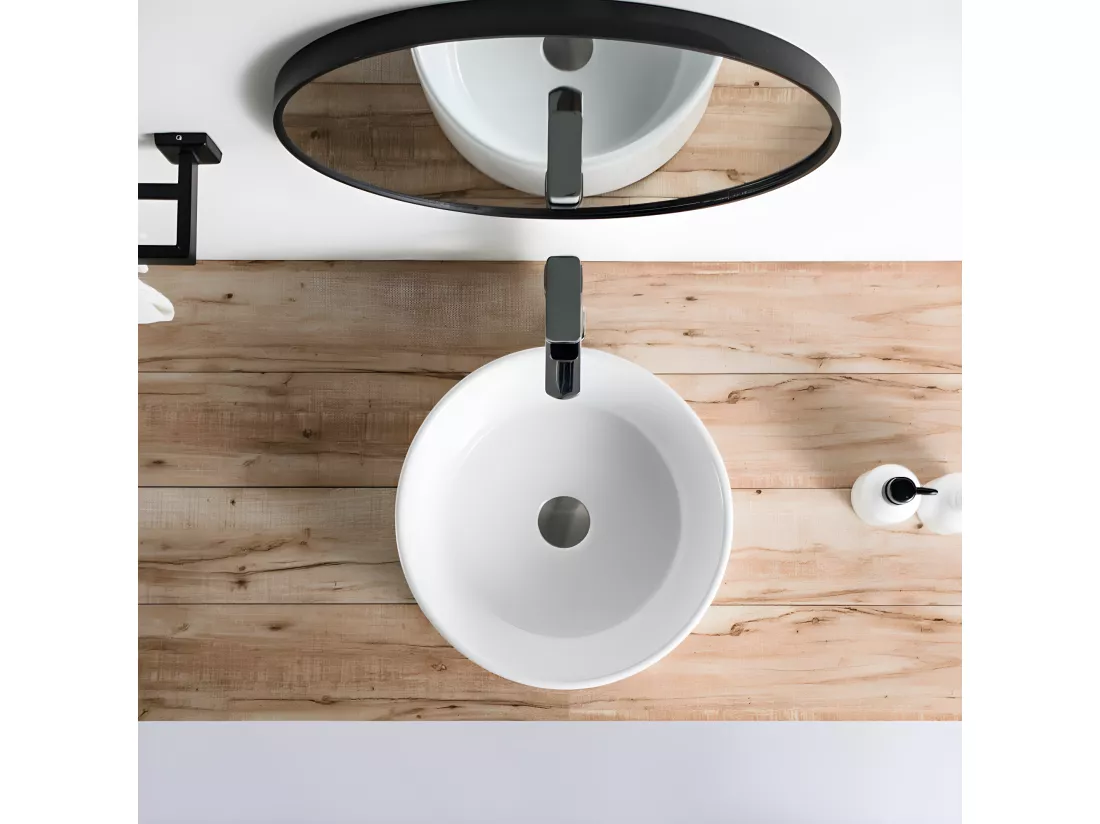 Vasque à poser ronde en céramique DAVIA Ø40.5 cm