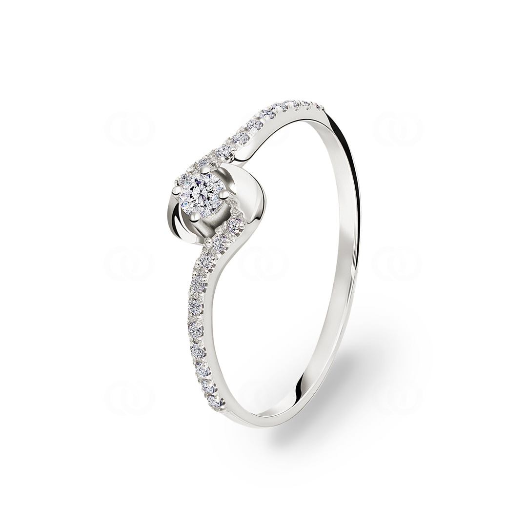 0.16 Karat Verlobungsring 750/18 K Weissgold