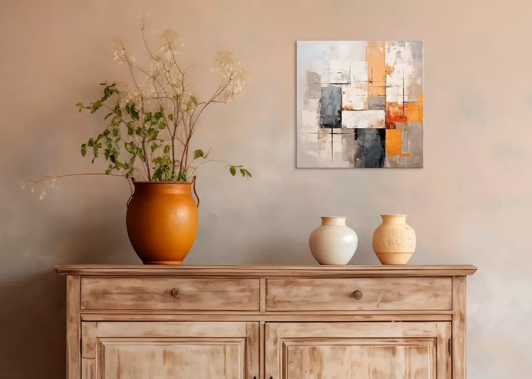 Wandbild 30 x 30 cm Beige, Grey and White III