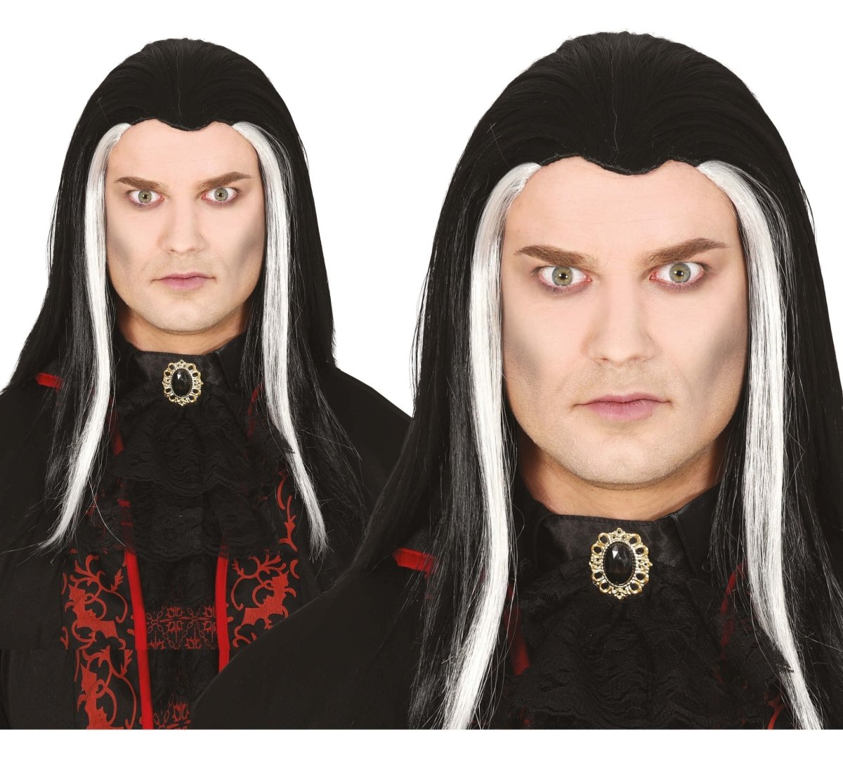 Halloween Pruik Wit Zwart Vampier