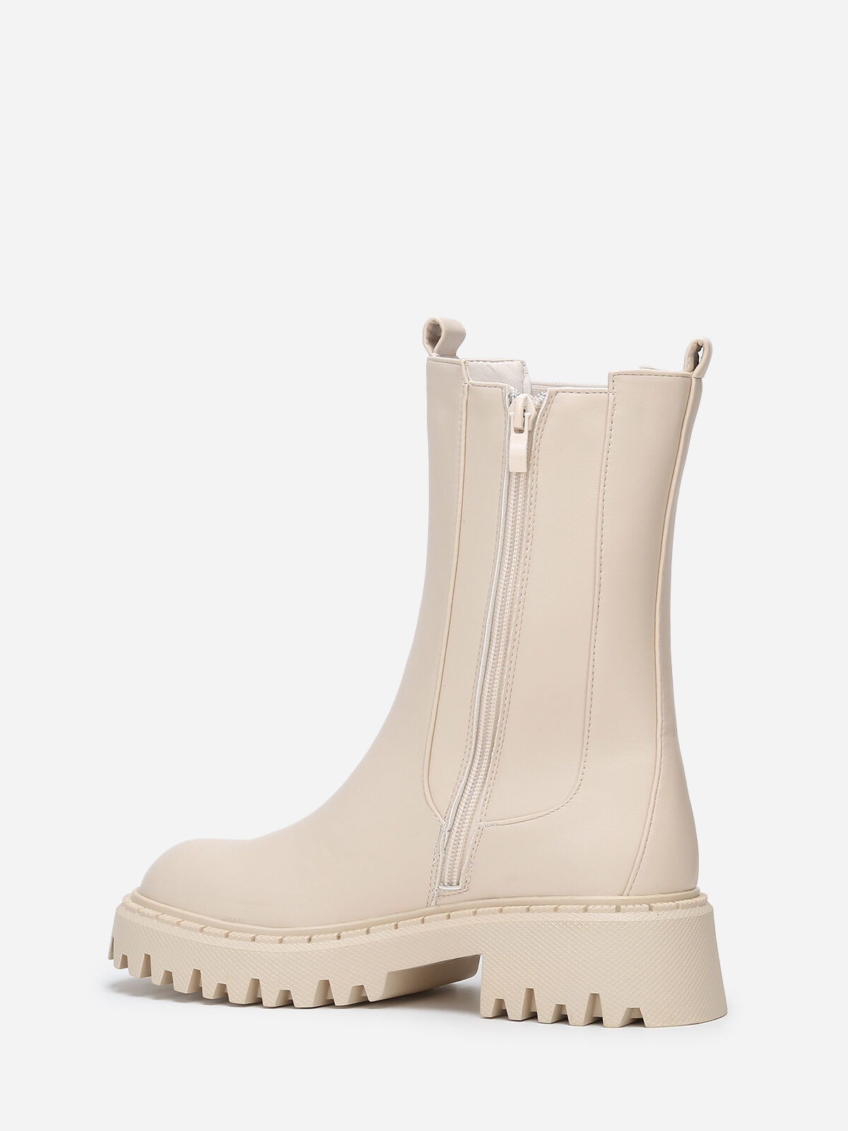 Chelsea hautes à semelle dentée- Beige