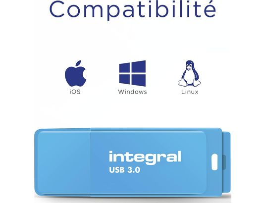 INTEGRAL - Clé USB NEON BLEU 64 Go