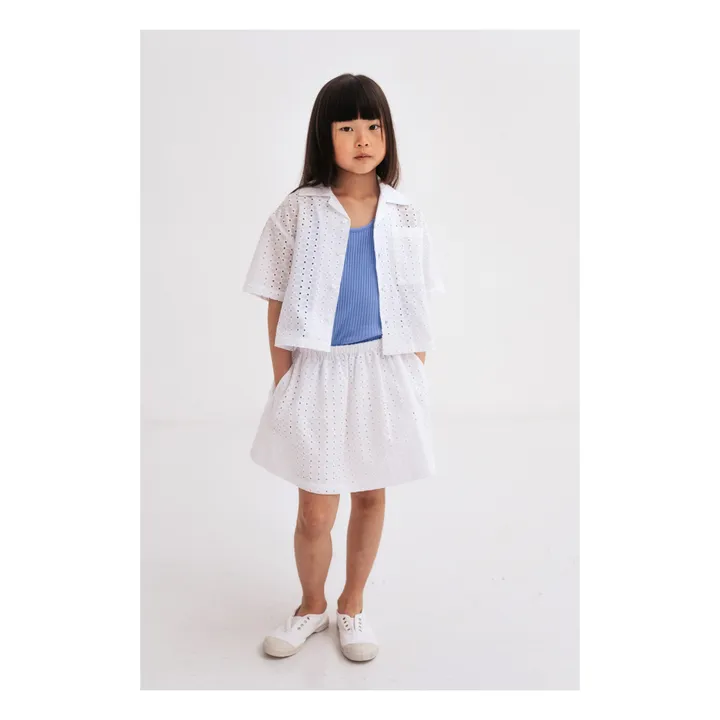 Repose AMS Chemise Cropped Coton Responsable Broderie Anglaise | Blanc
