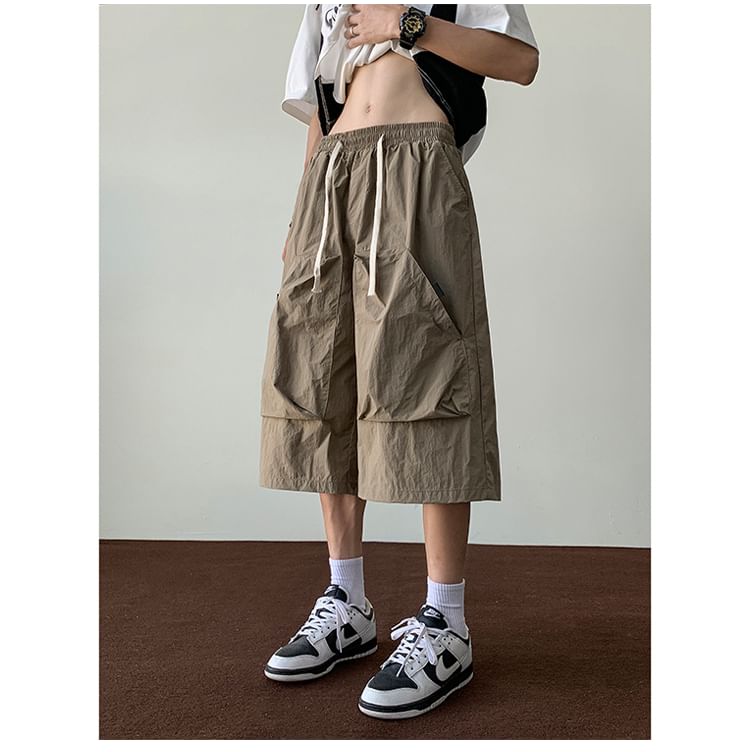 farrahces - Effen cargoshorts met trekkoordtaille