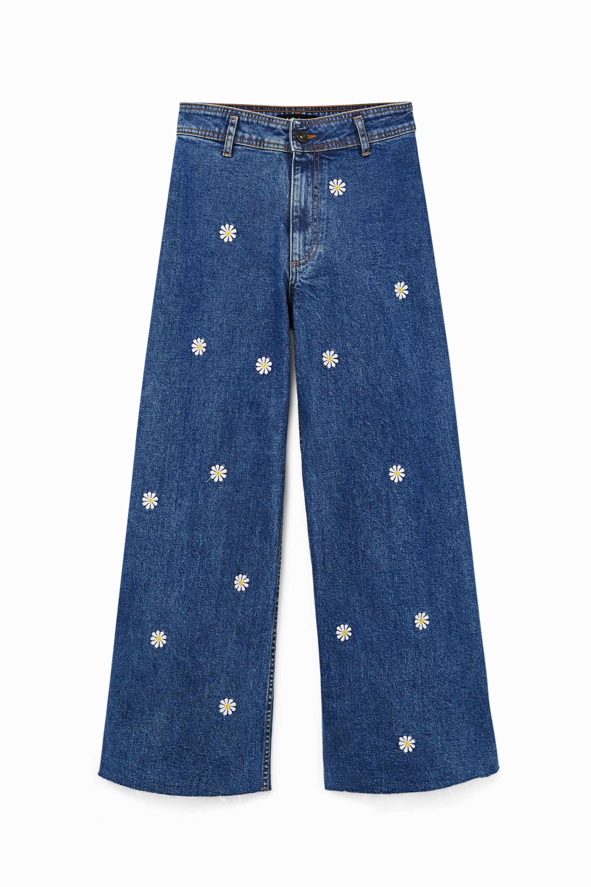 Jupe-culotte en jean marguerites