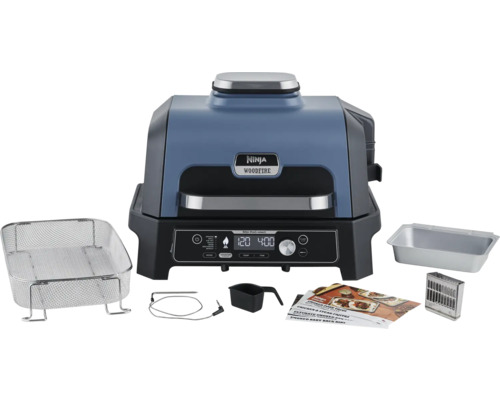 Ninja Woodfire Pro Connect XL 7-in-1 elektrische BBQ-rookoven voor buiten, app-bediening, airfryer met houtpellets, 1,7 kW