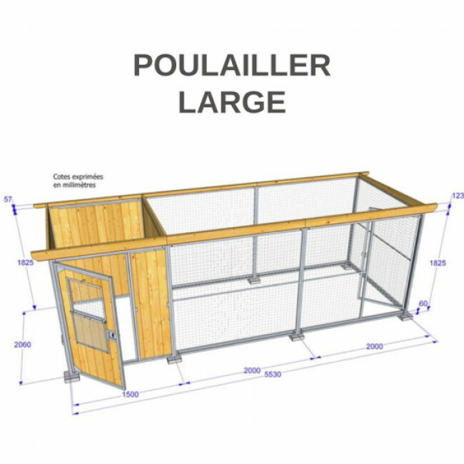 Poulailler durable en bois et métal avec 1 box