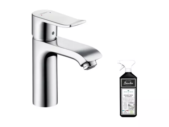 Mitigeur lavabo HANSGROHE 110 chrome + nettoyant Briochin