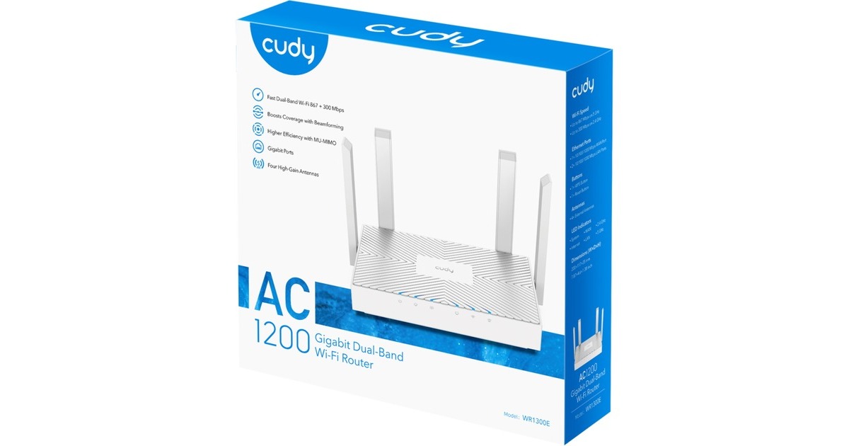 CudyAC1200 Gigabit Wi-Fi Router  (Wit, Cudy app)