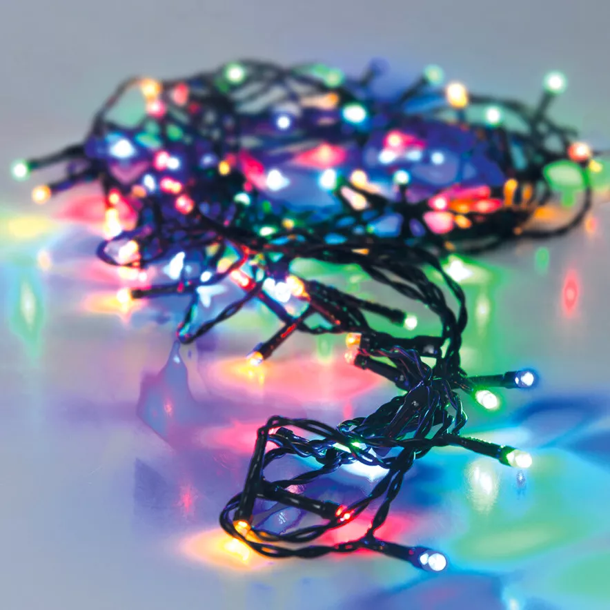 Guirlande lumineuse à piles 7 m 96 LED câble noir Luxe Multicolore