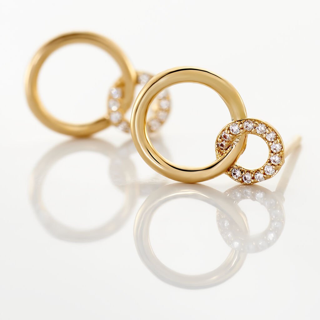 Boucles D'oreilles Pendantes Essia Plaqué Or Jaune Oxyde De Zirconium