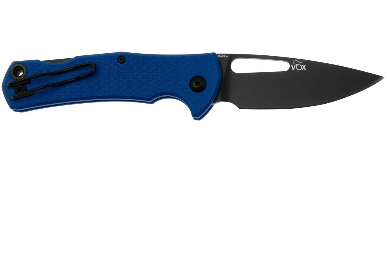 MKM Lov LV-PBL, Black Drop Point Böhler N690, Blue FRN, Backlock, zakmes, Jesper Voxnaes design