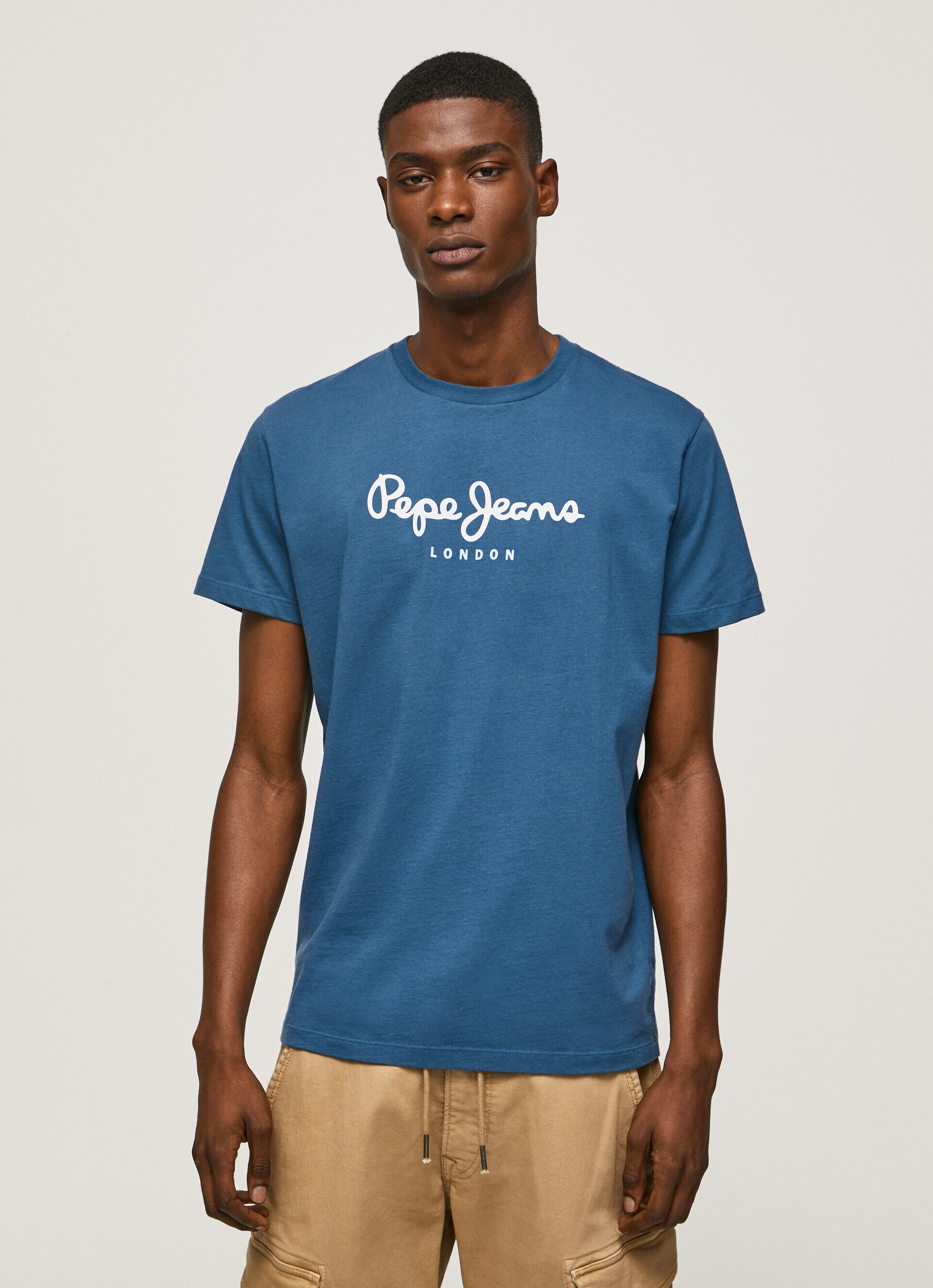 Camiseta de algodão com logotipo estampado - Jarman Azul