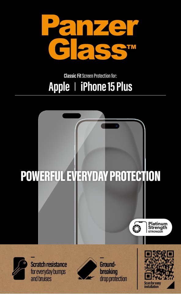 PanzerGlass - Skærmbeskyttelse iPhone 15 Plus - Classic Fit