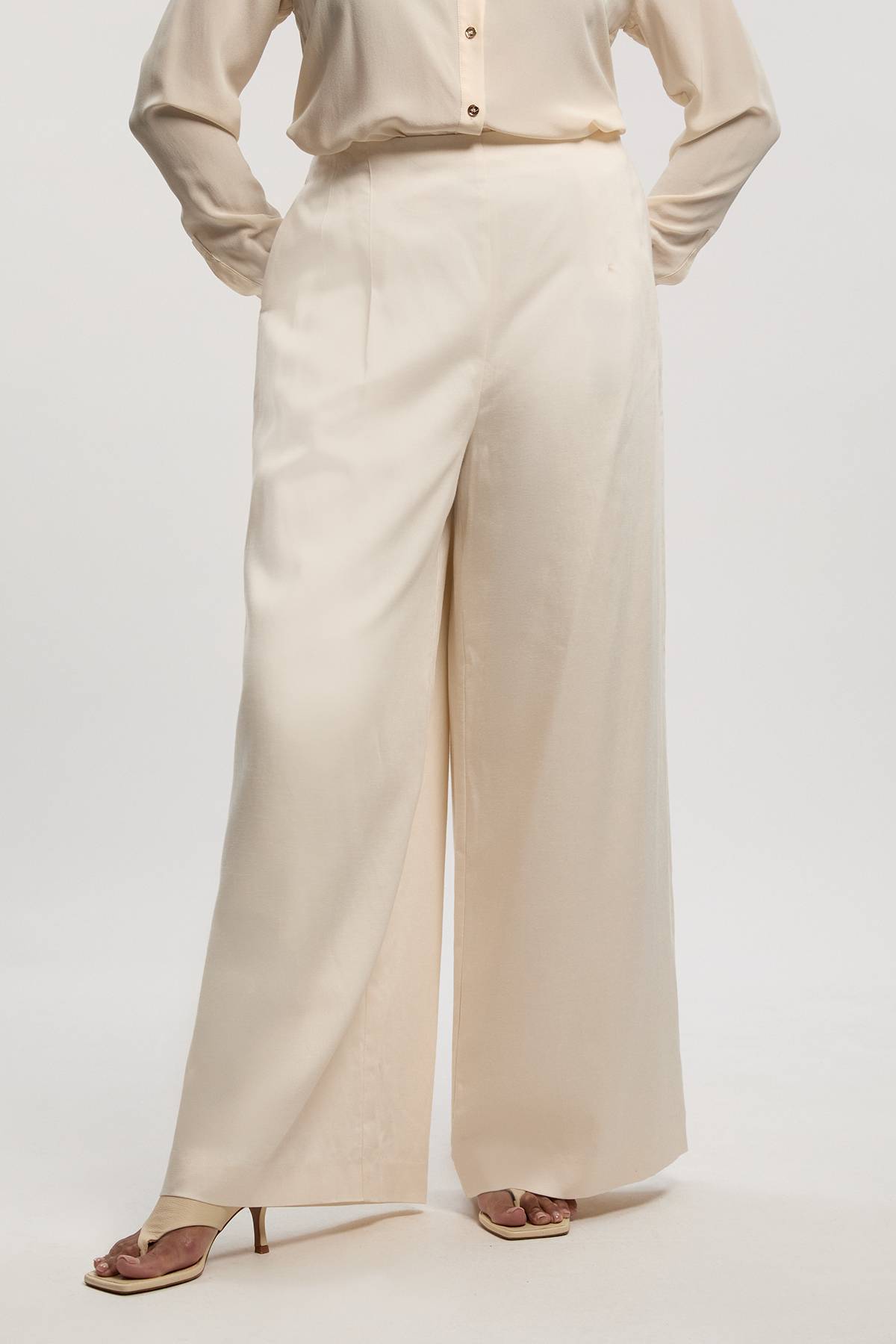 KarenMillen Pantalon Large en Lin Tailleur Grande Taille