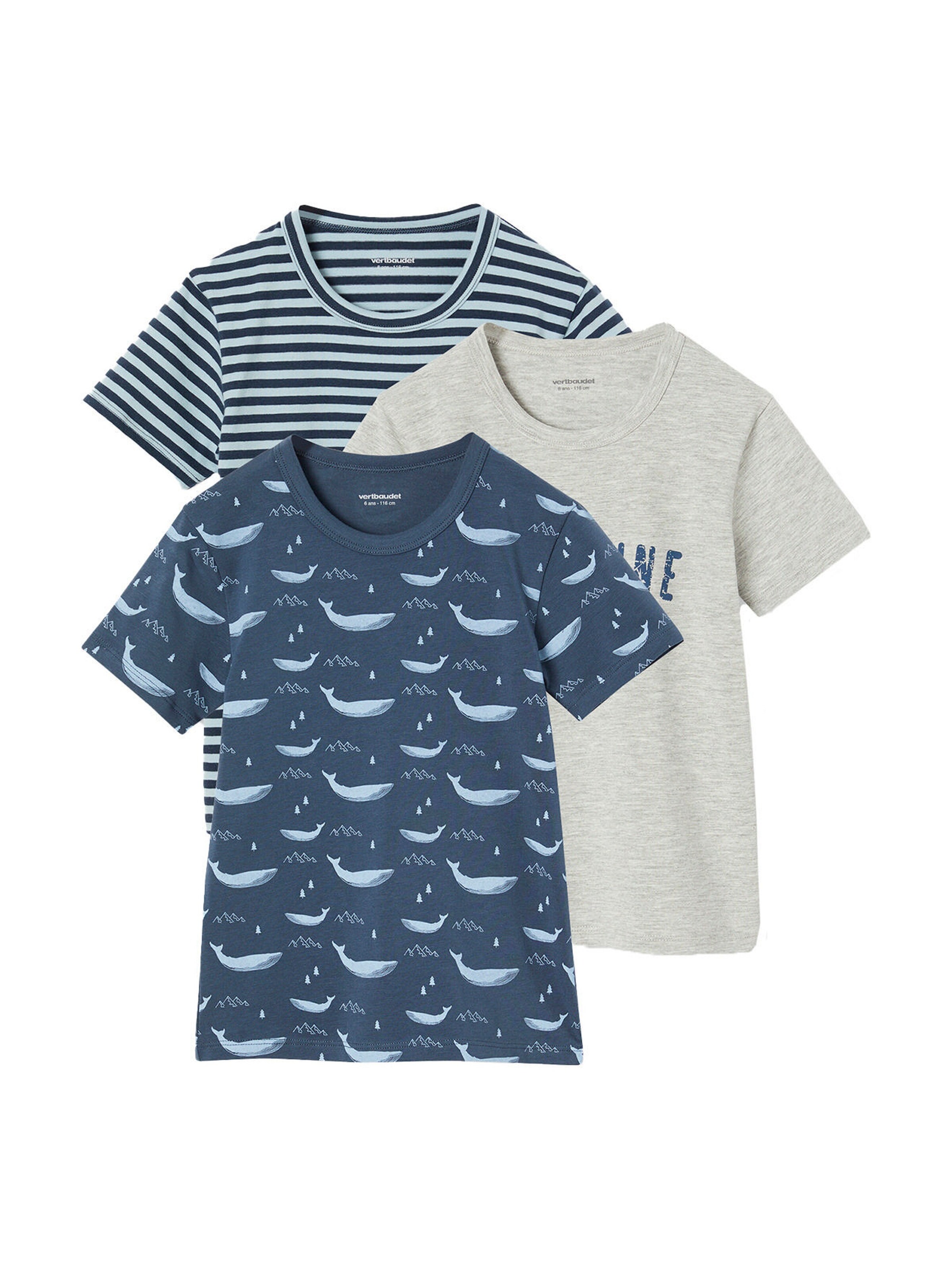 Vertbaudet 3er-Pack Jungen T-Shirts mit Walmotiv aquamarine