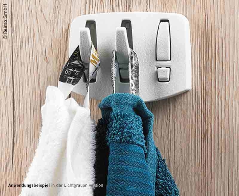 Wandhaken mit 3 ein-/ausklappbaren Haken, beige