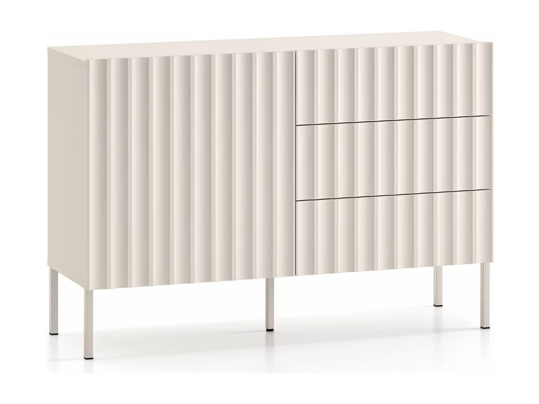 Commode avec façades cannelées - 113 cm - beige clair - DERRIVA