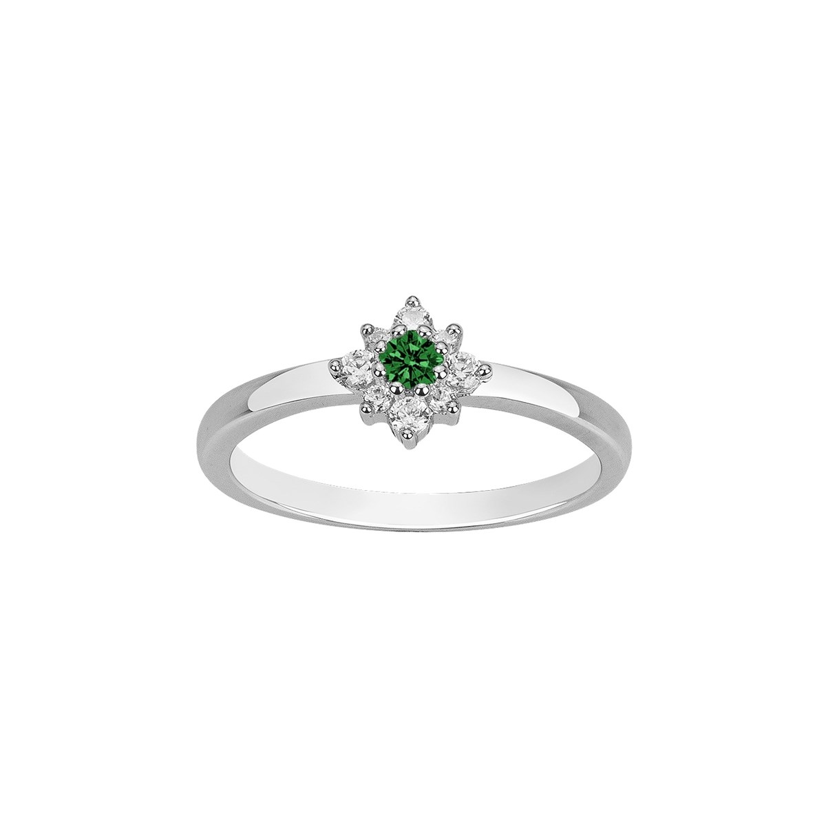Bague en Argent avec oxyde de zirconium vert emeraude