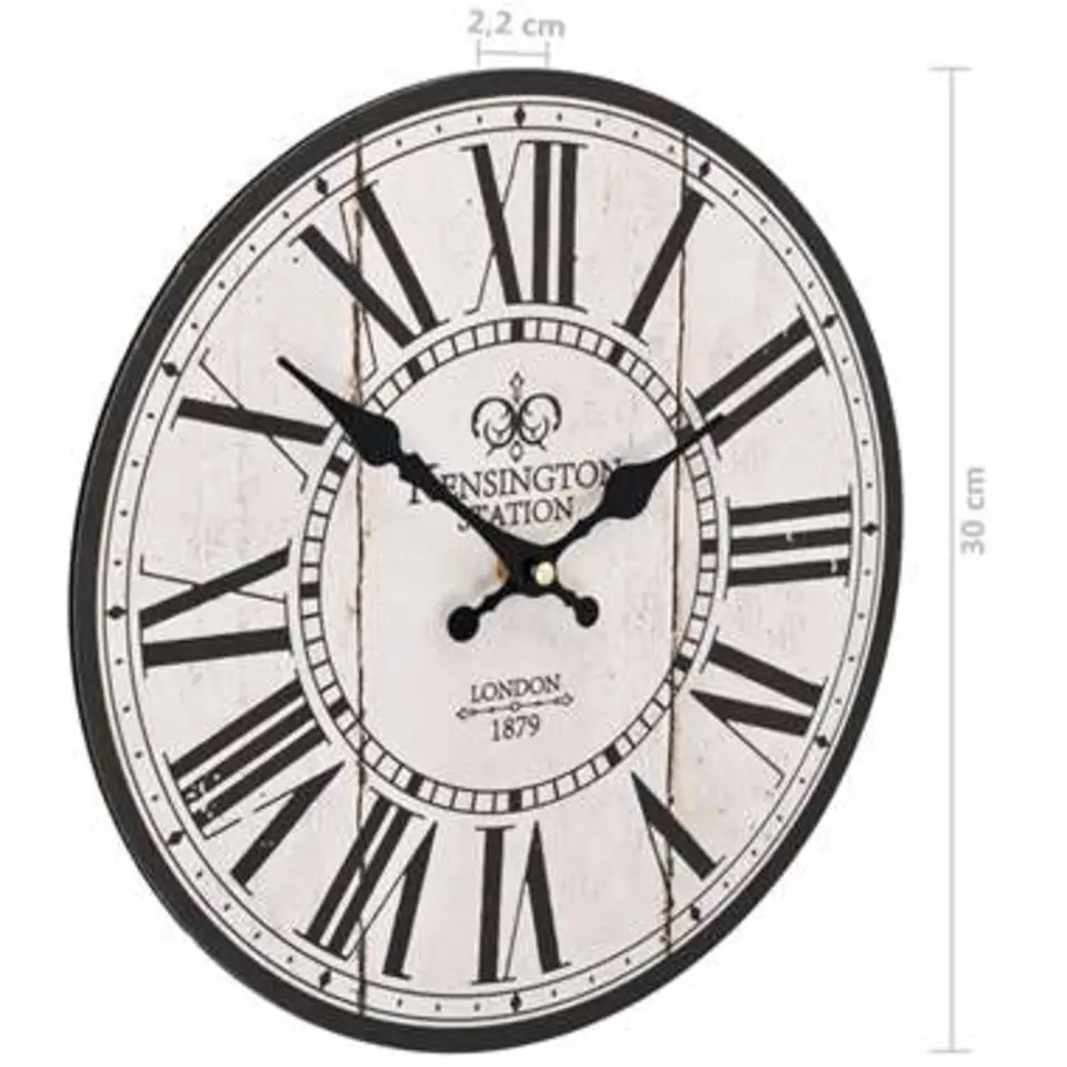 vidaXL - Wandklok - Wit - MDF - 30 cm