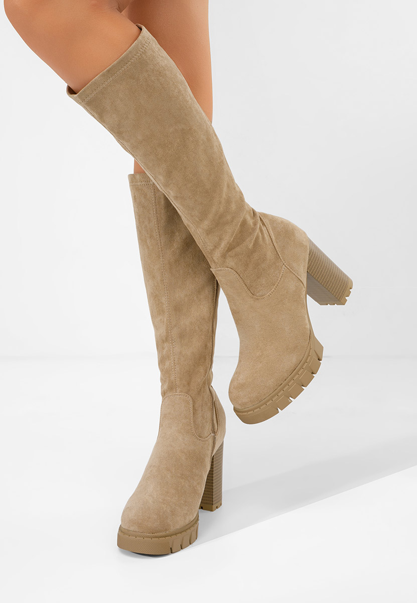 Bottes à talon carré kaki Idalia V2