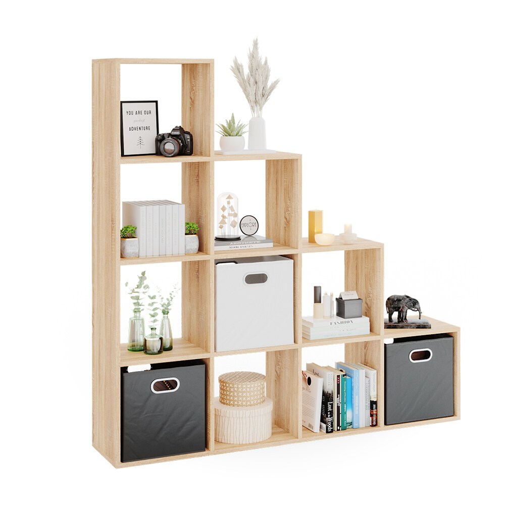 VICCO Treppenregal 10 Fächer Eiche Sonoma - Raumteiler Stufenregal Bücherregal
